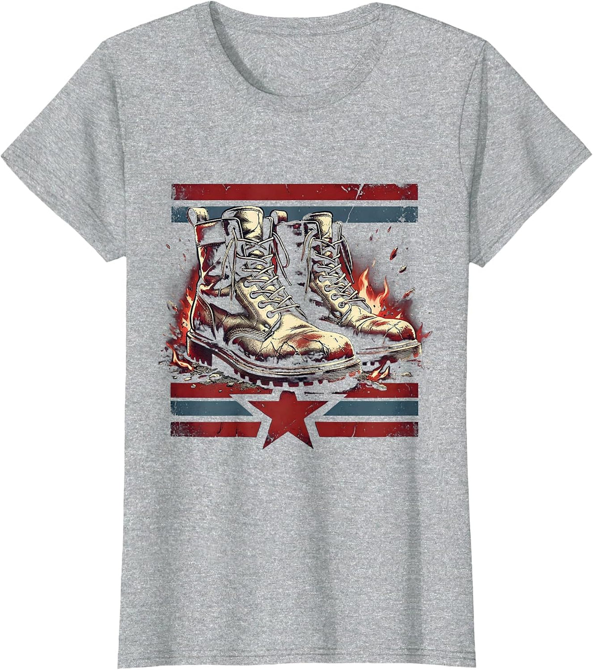 Freedom Tour Campfire Worn Boots Graphic T-Shirt - Heather Grey