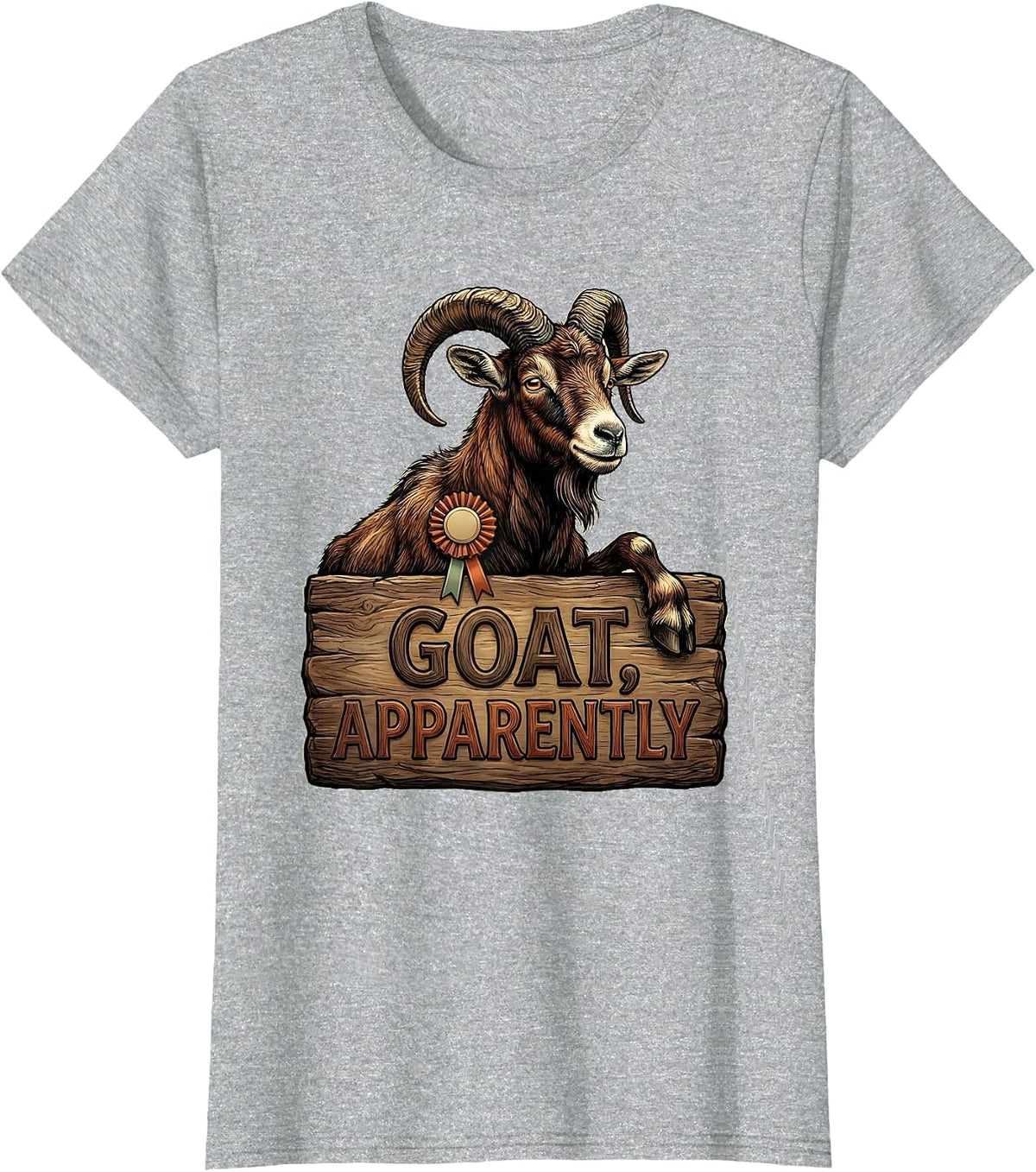 GOAT APPARENTLY Funny Goat Lover Farm Animal Humor T-Shirt - Heather Grey
