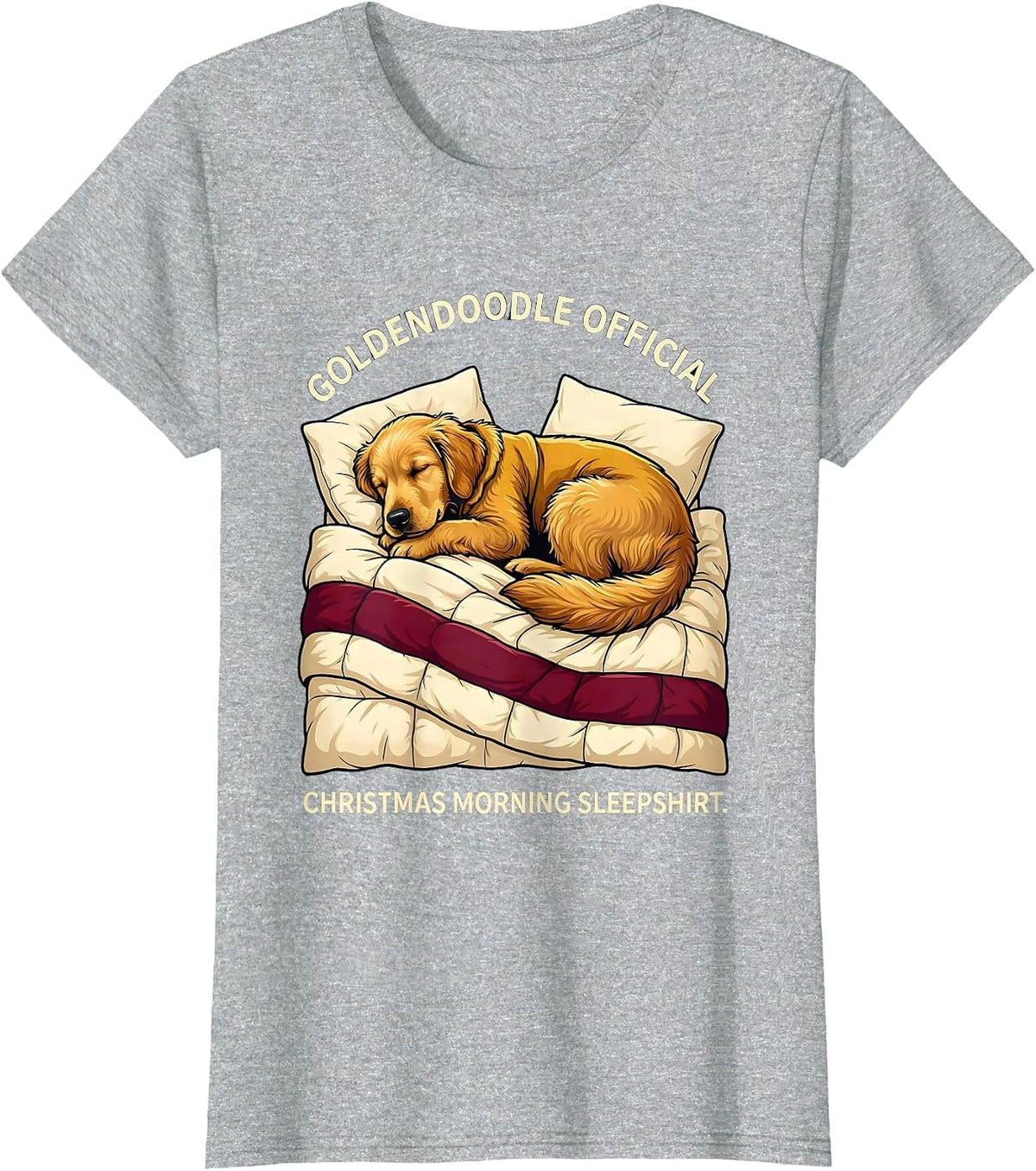 Women's Goldendoodle Official Christmas Morning Sleepshirt Dog Lover T-Shirt - Heather Grey