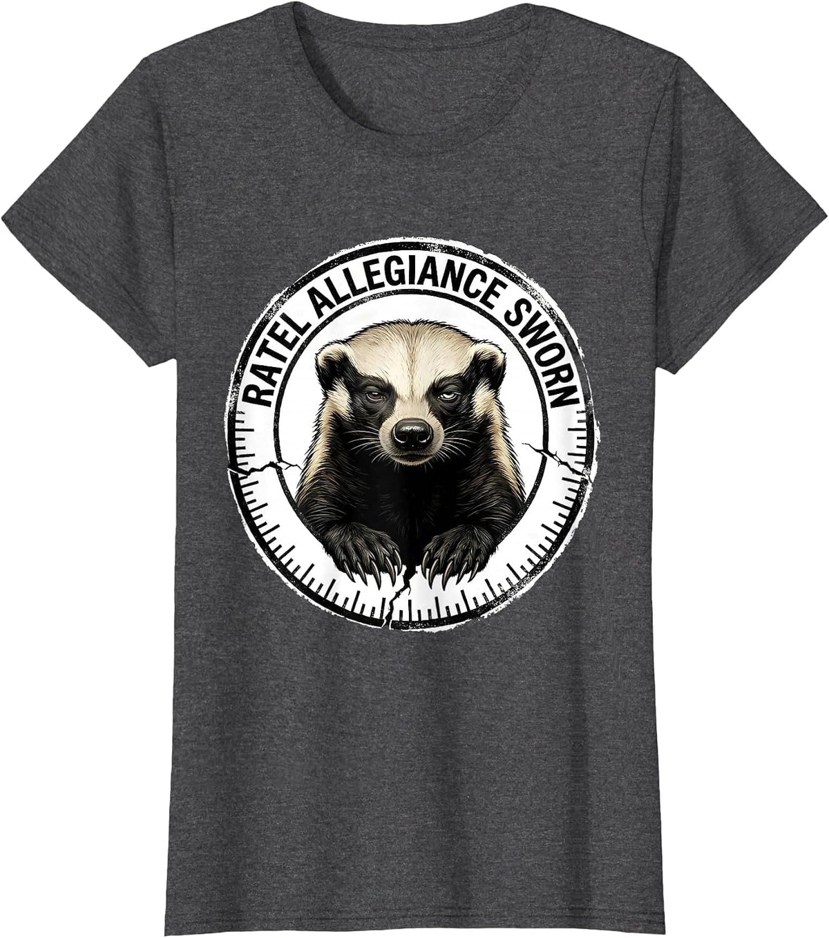 Women's Ratel Allegiance Sworn Funny Honey Badger Wildlife Lover T-Shirt - Dark Heather Grey