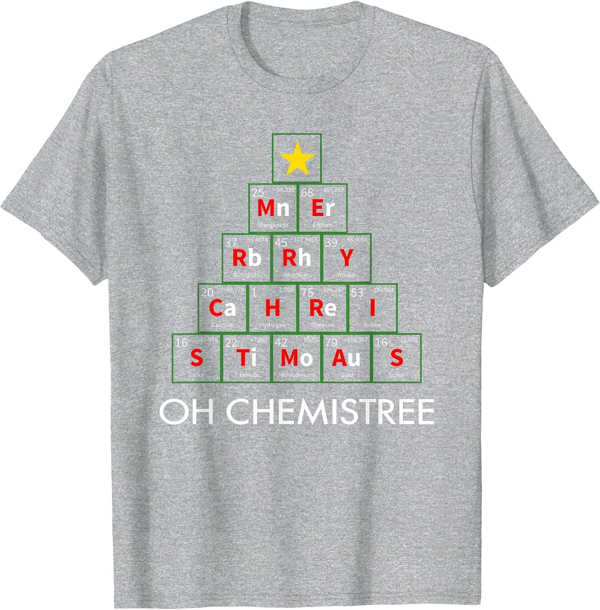 Oh Chemistree Pajama Chemist Tree Periodic Table Teacher T-Shirt - Heather Grey