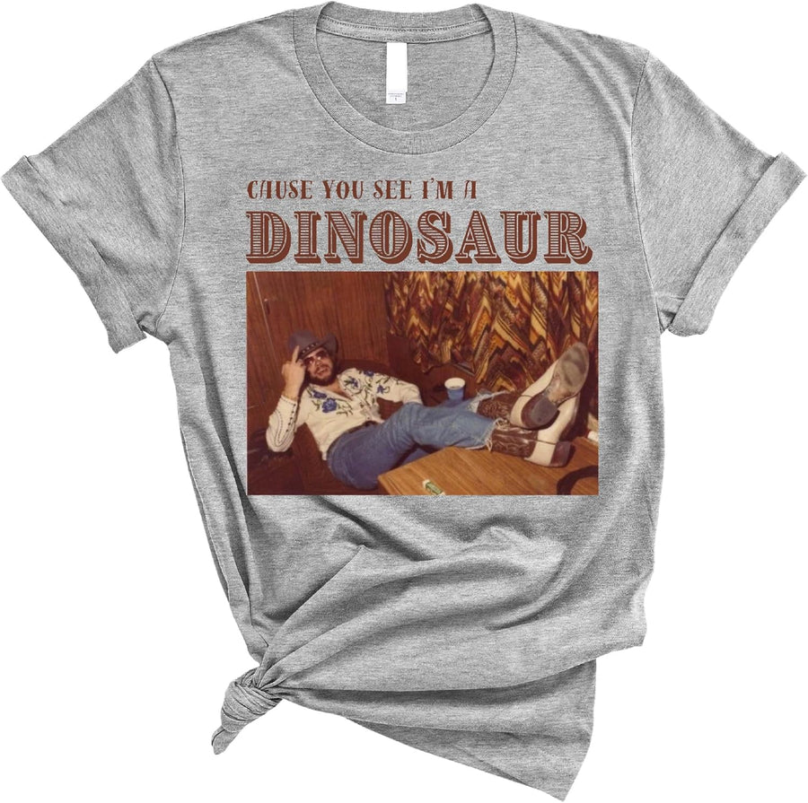 Cause You See I’m a Dinosaur Shirt, Vintage Humor Graphic Tee, Retro Funny Quote Unisex T Shirt - Adult Heather Athletic