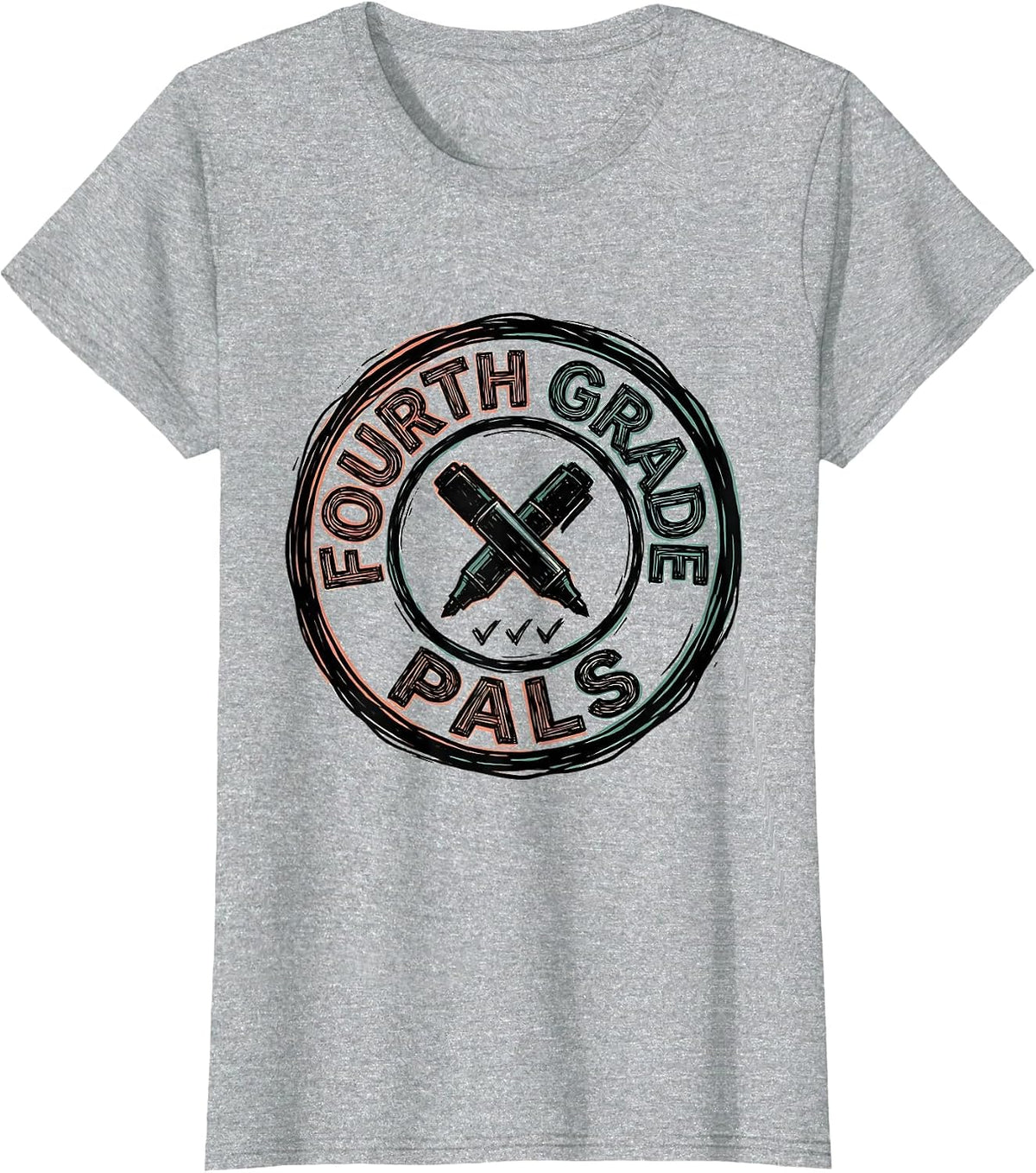 Fourth Grade Pals Playful Back to School Student Teacher T-Shirt - Heather Grey