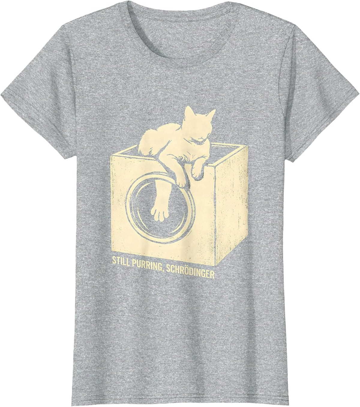 Women's Still Purring Schrödinger Quantum Physics Humor Science T-Shirt - Heather Grey