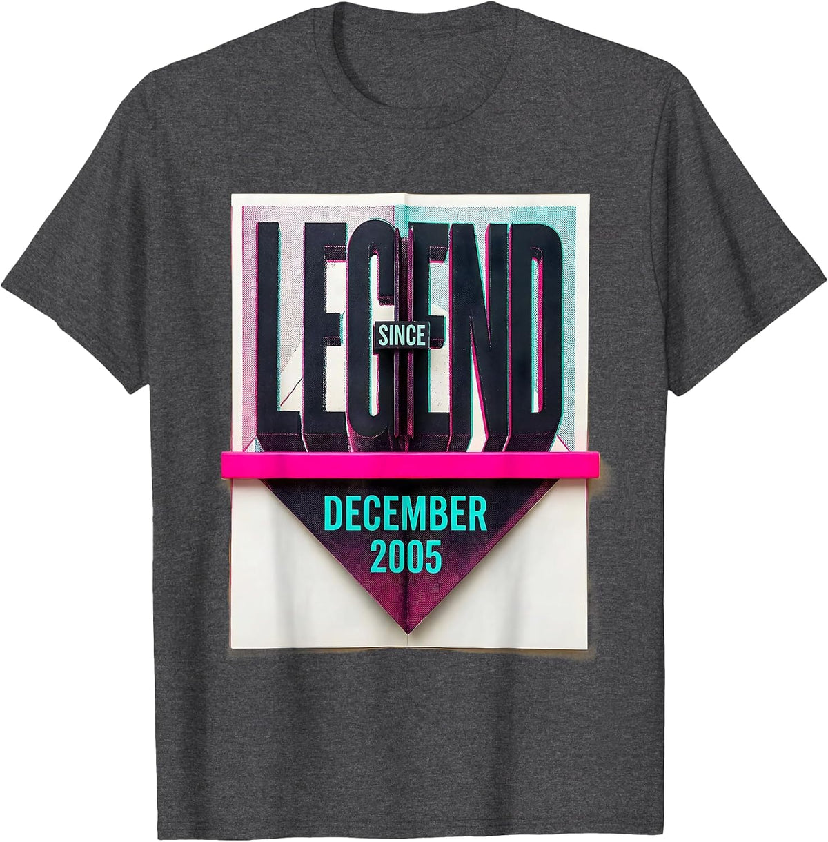 Men's Legend Since December 2005 Vintage Birthday Gift Keepsake T-Shirt - Dark Heather Grey