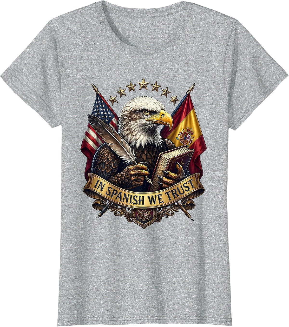 In Spanish We Trust Spanish Teacher Design T-Shirt - Heather Grey