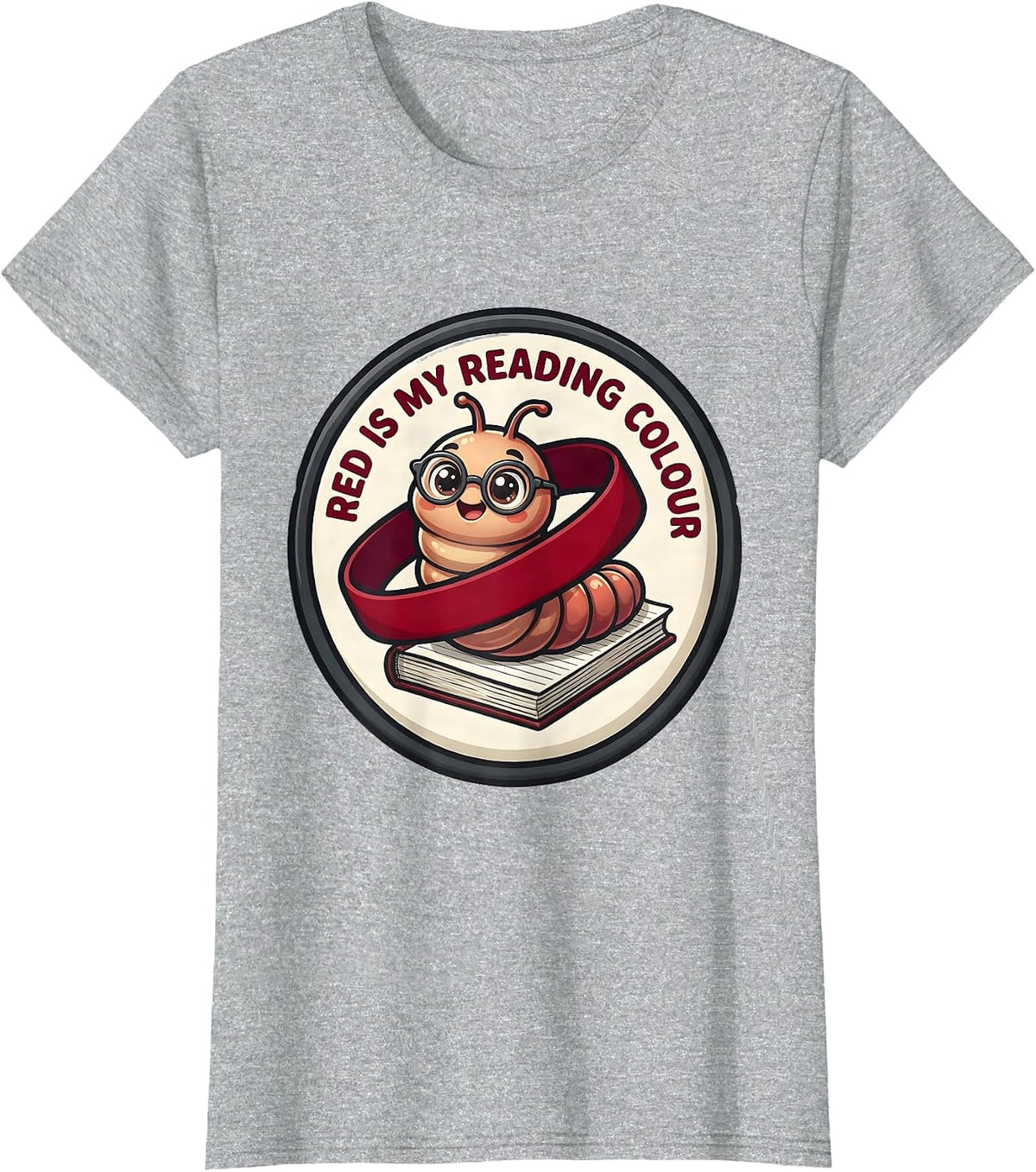 Red Is My Reading Colour Cute Kawaii Dyslexia Awareness T-Shirt - Heather Grey