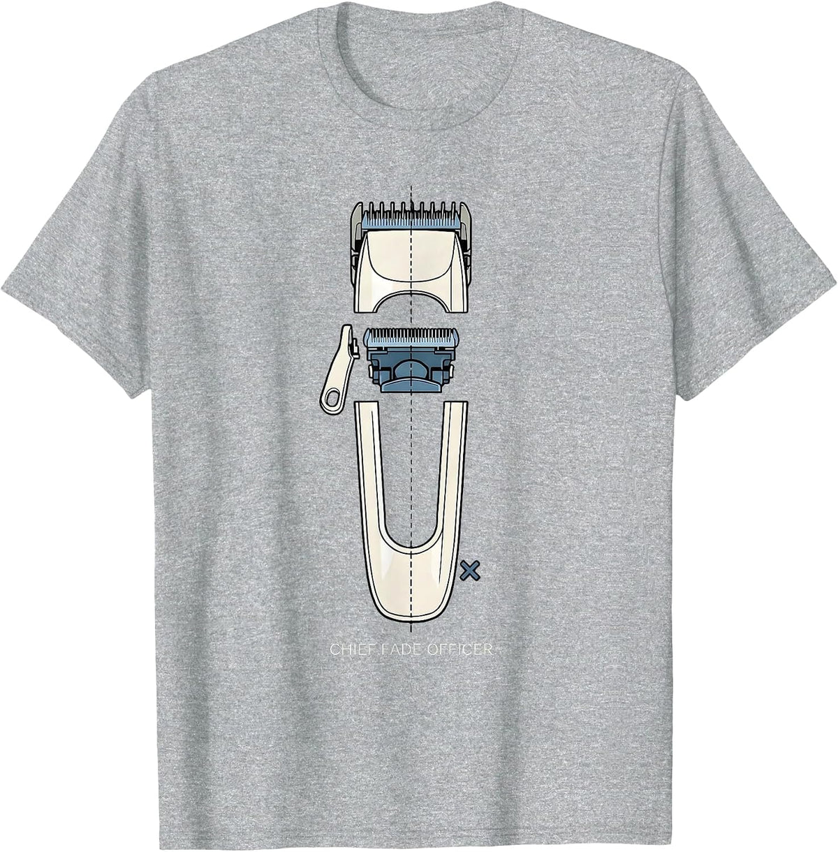Men's Chief Fade Officer Funny Hairdresser Barber Gift T-Shirt - Heather Grey