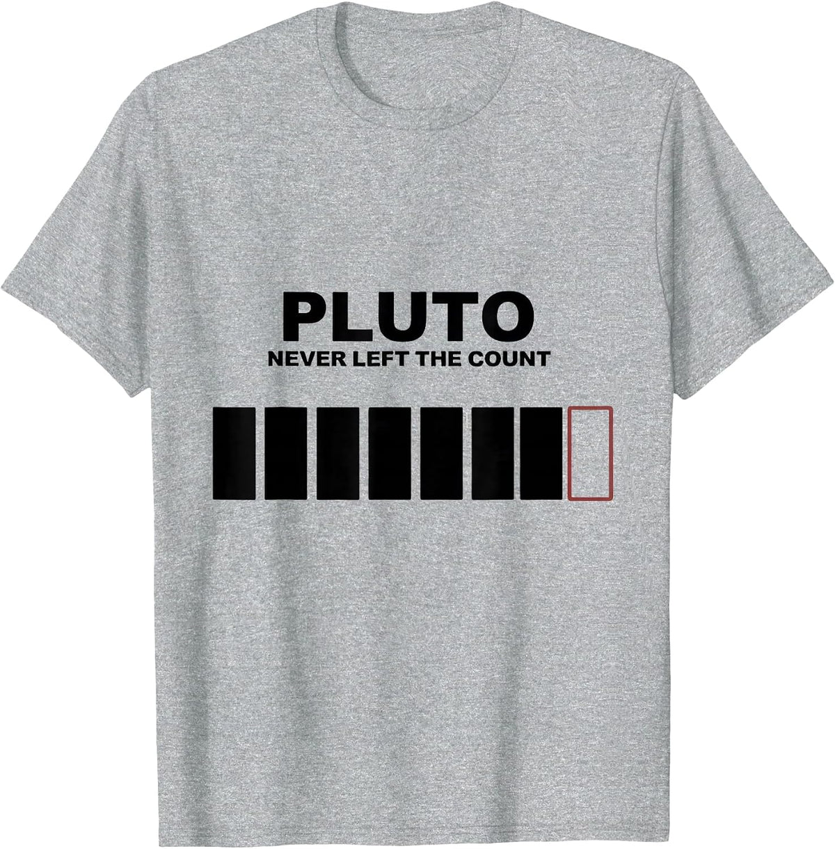 Men's Pluto, Never Left The Count Funny Astronomy Space Enthusiast T-Shirt - Heather Grey