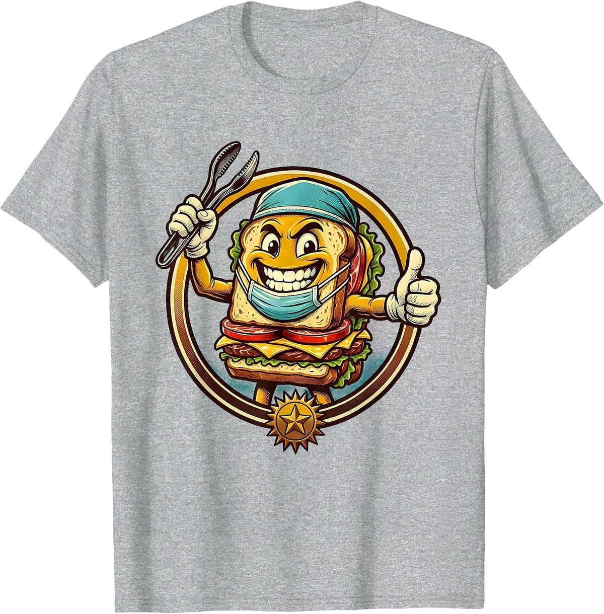 Men's Funny Sandwich Surgery Operating Room Graphic T-Shirt - Heather Grey
