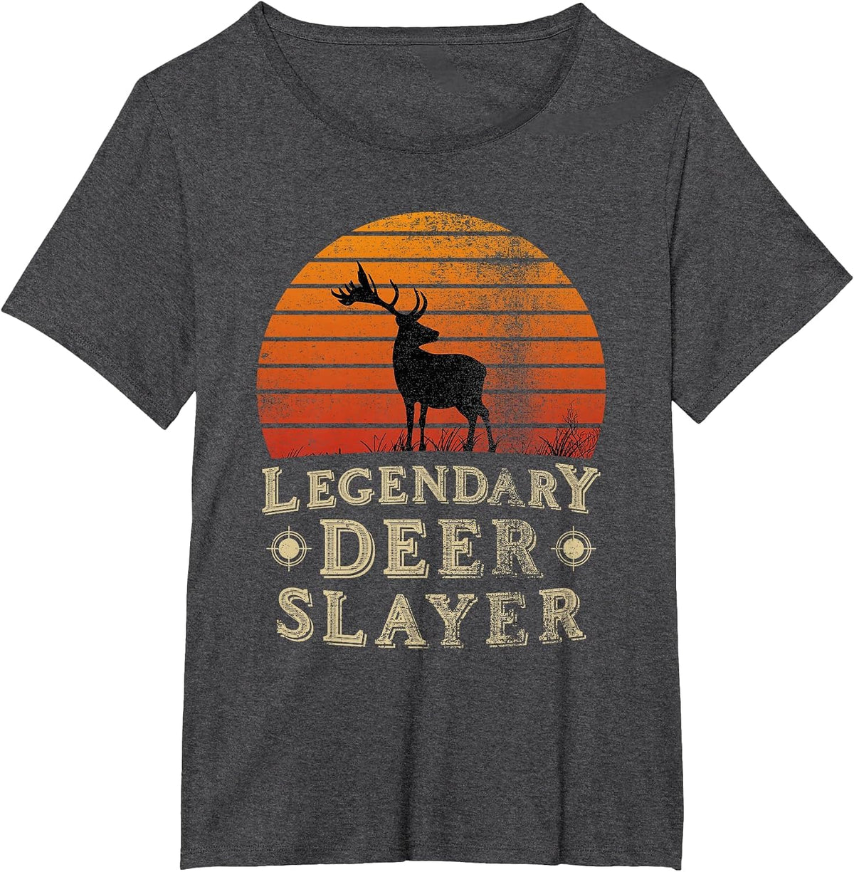 Legendary Deer Slayer Vintage Sunset Deer Hunter T-Shirt - Dark Heather Grey