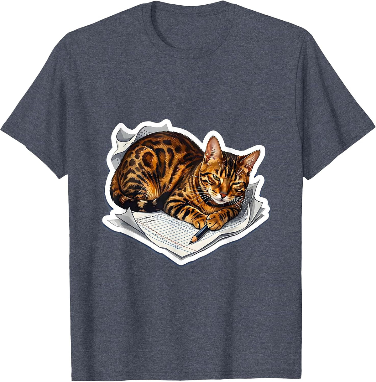 Bengal Cat Lover Back to School Graphic T-Shirt - Heather Blue