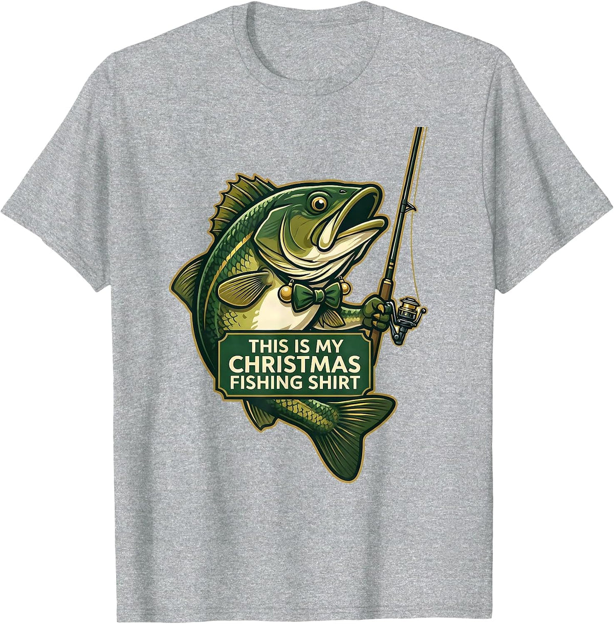 Men's This Is My Christmas Fishing Shirt Funny Fisherman Dad T-Shirt - Heather Grey