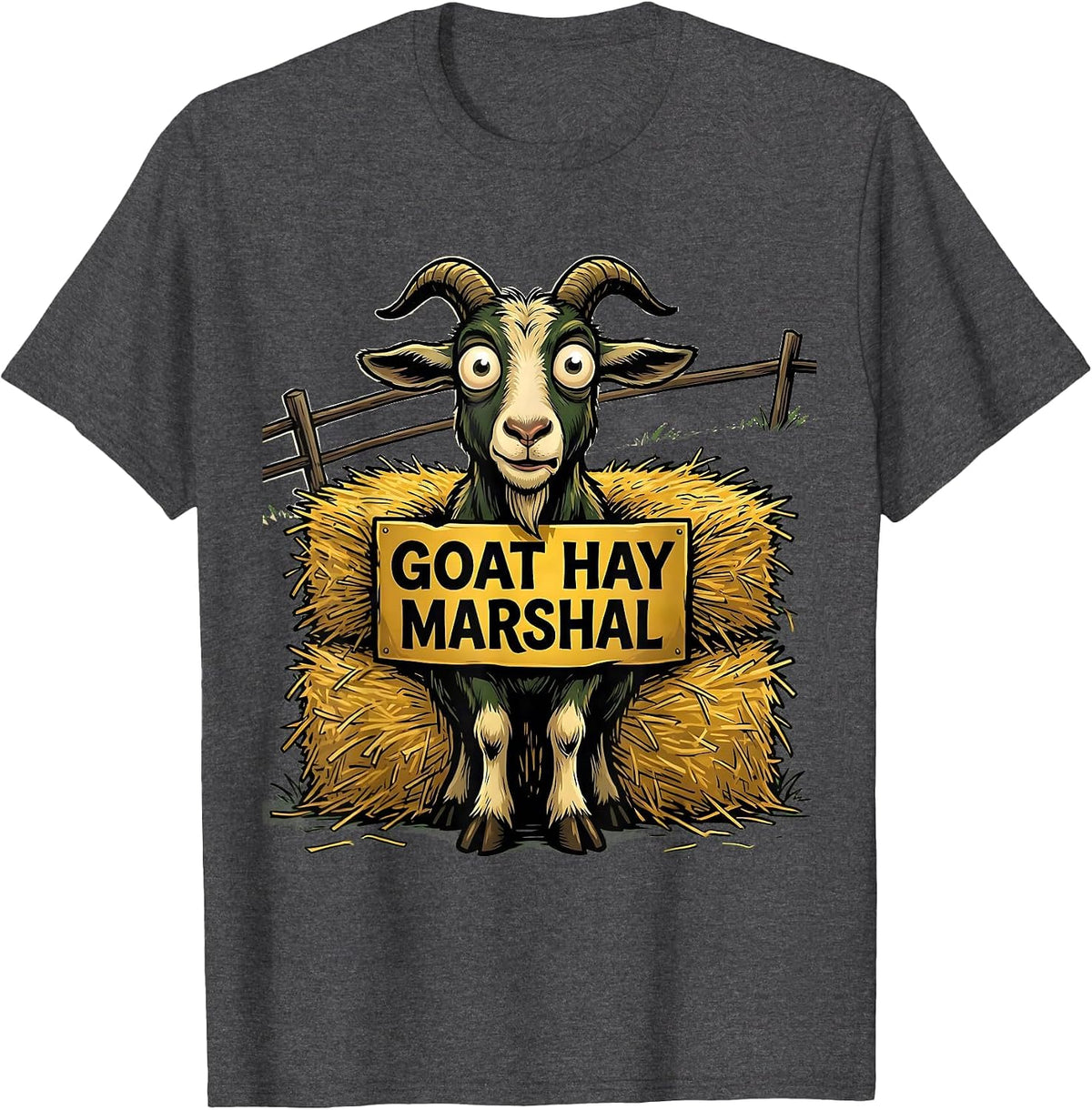 Men's Goat Hay Marshal Funny Goat Farmer Owner Humor T-Shirt - Dark Heather Grey