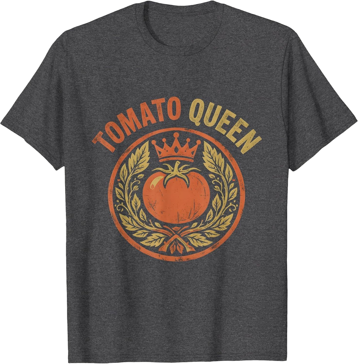 Tomato Queen Bold Garden Royalty Design T-Shirt - Dark Heather Grey
