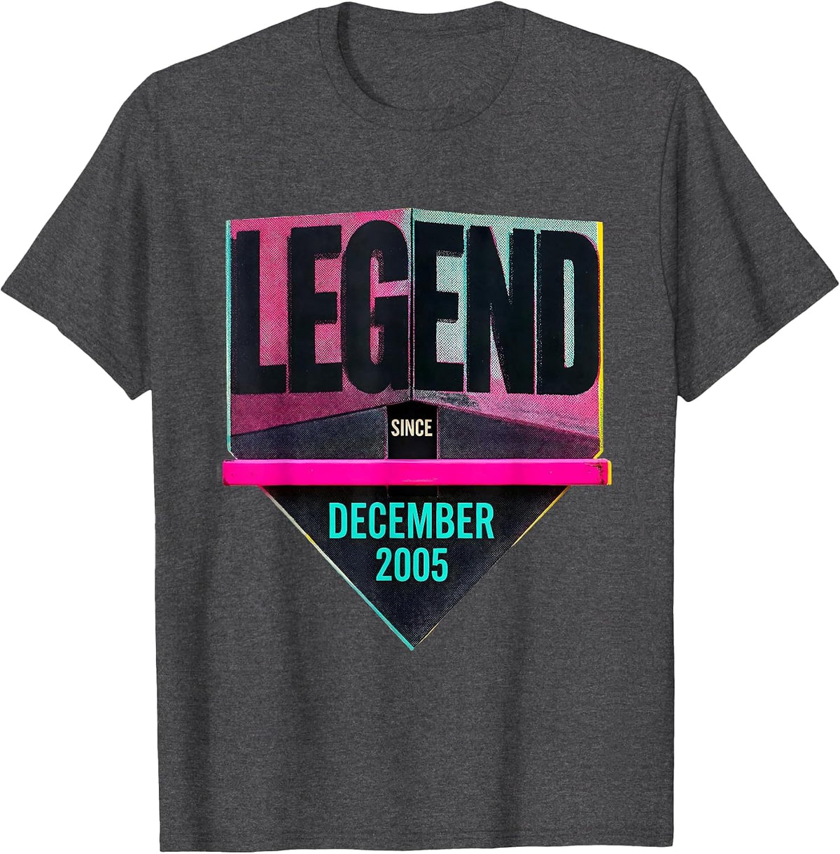 Legend Since December 2005 Vintage Birthday Gift Keepsake T-Shirt - Dark Heather Grey