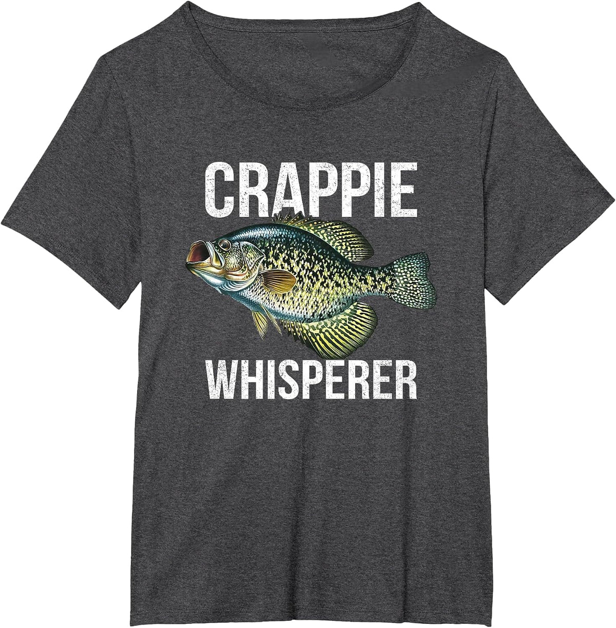 Crappie Whisperer, Crappie Fishing T-Shirt - Dark Heather Grey