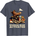 Weekend Mode Activated Labor Day Graphic T-Shirt, Men, Heather Blue, X-Large - As Pictured