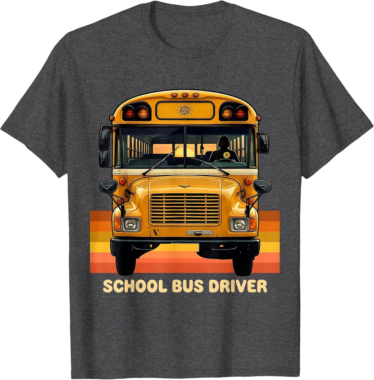 Retro School Bus Driver Funny Bus Driver Gift T-Shirt - Dark Heather Grey