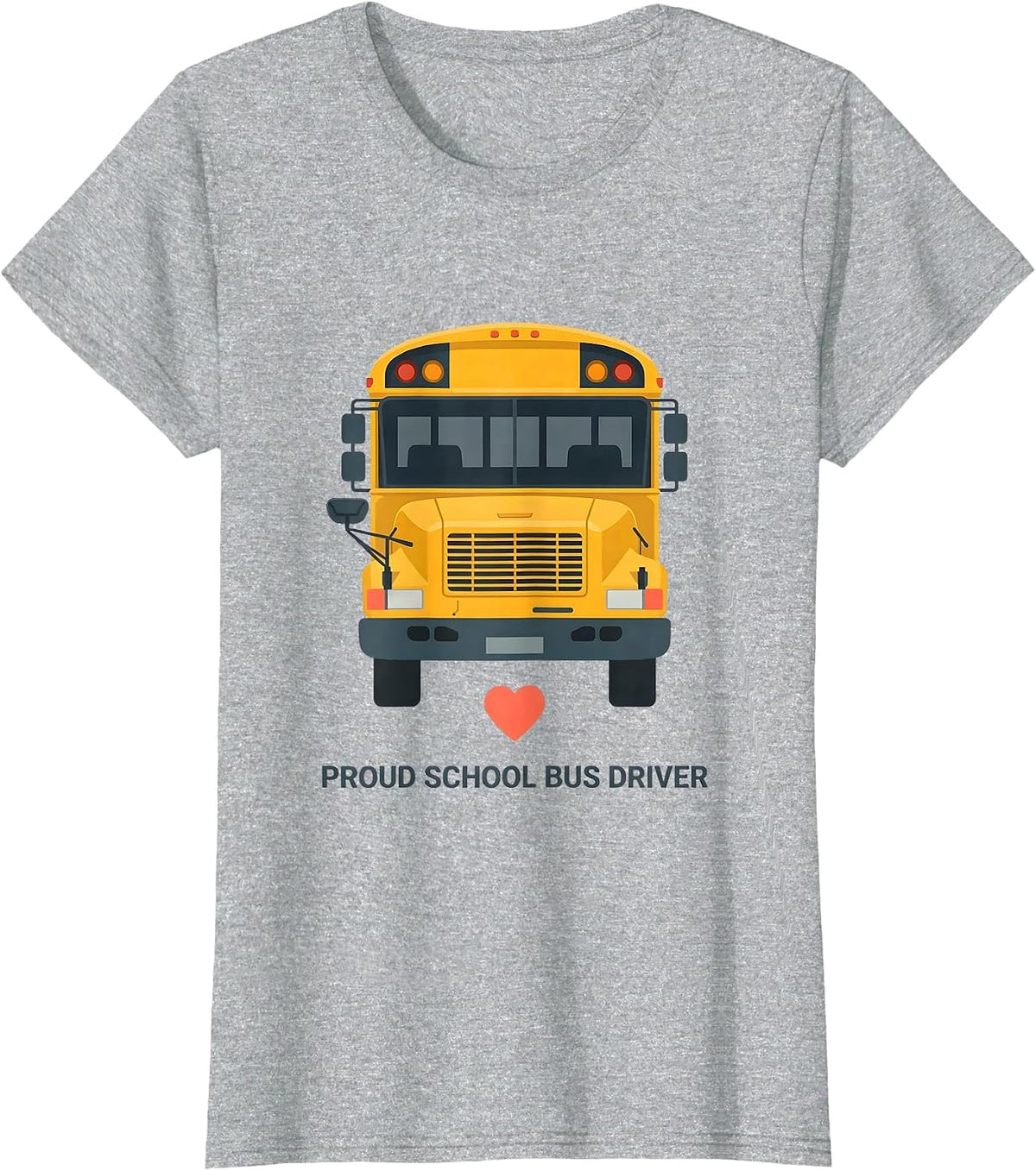 Proud School Bus Driver Flat Vector Transportation Squad T-Shirt - Heather Grey