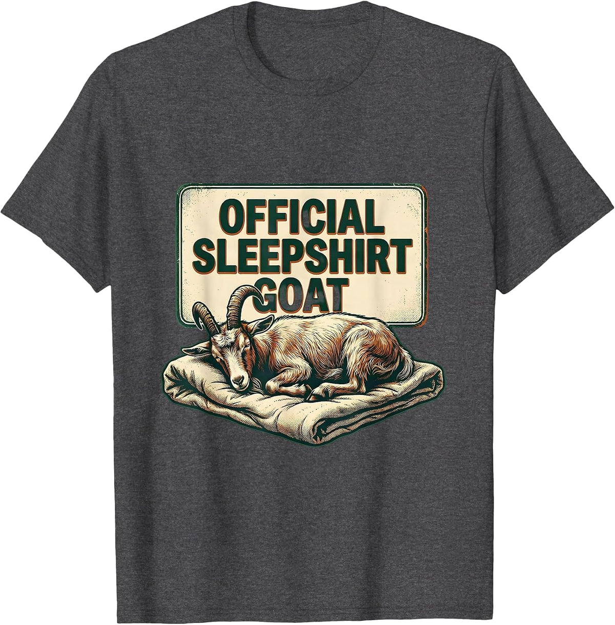 Men's Official Sleepshirt Goat Vintage Animal Lovers Novelty T-Shirt - Dark Heather Grey