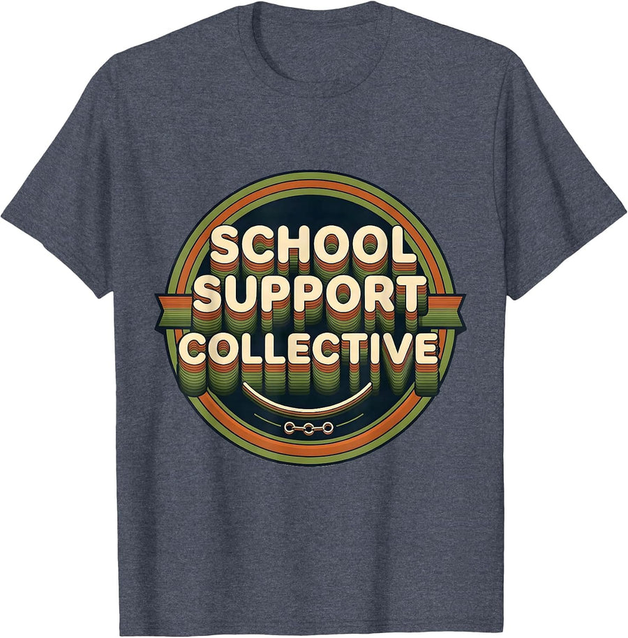 School Support Collective Groovy Retro School Counselor T-Shirt - Heather Blue