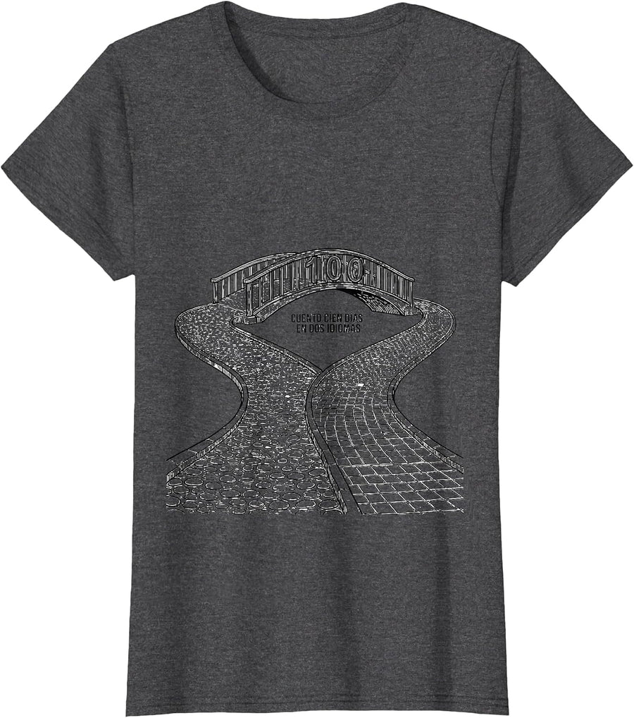 Women's Cuento Cien Días en Dos Idiomas Spanish Teacher 100th Day T-Shirt - Dark Heather Grey
