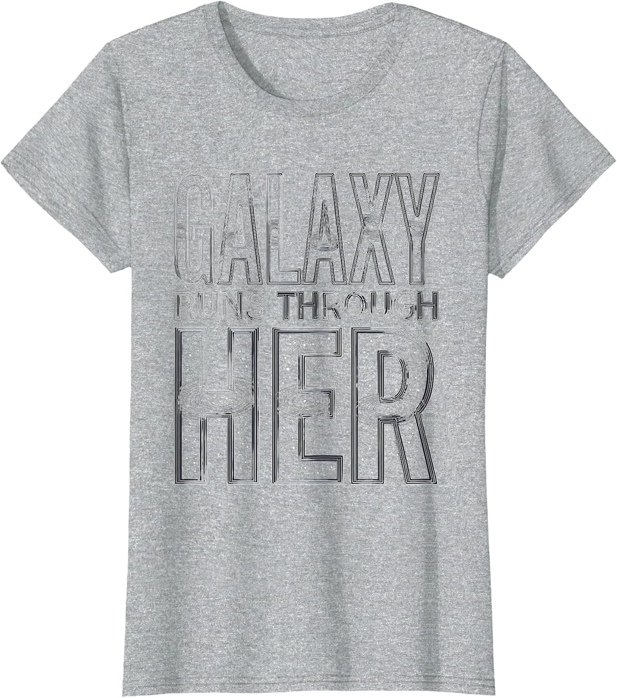 Galaxy Runs Through Her Cosmic Space Design T-Shirt - Heather Grey