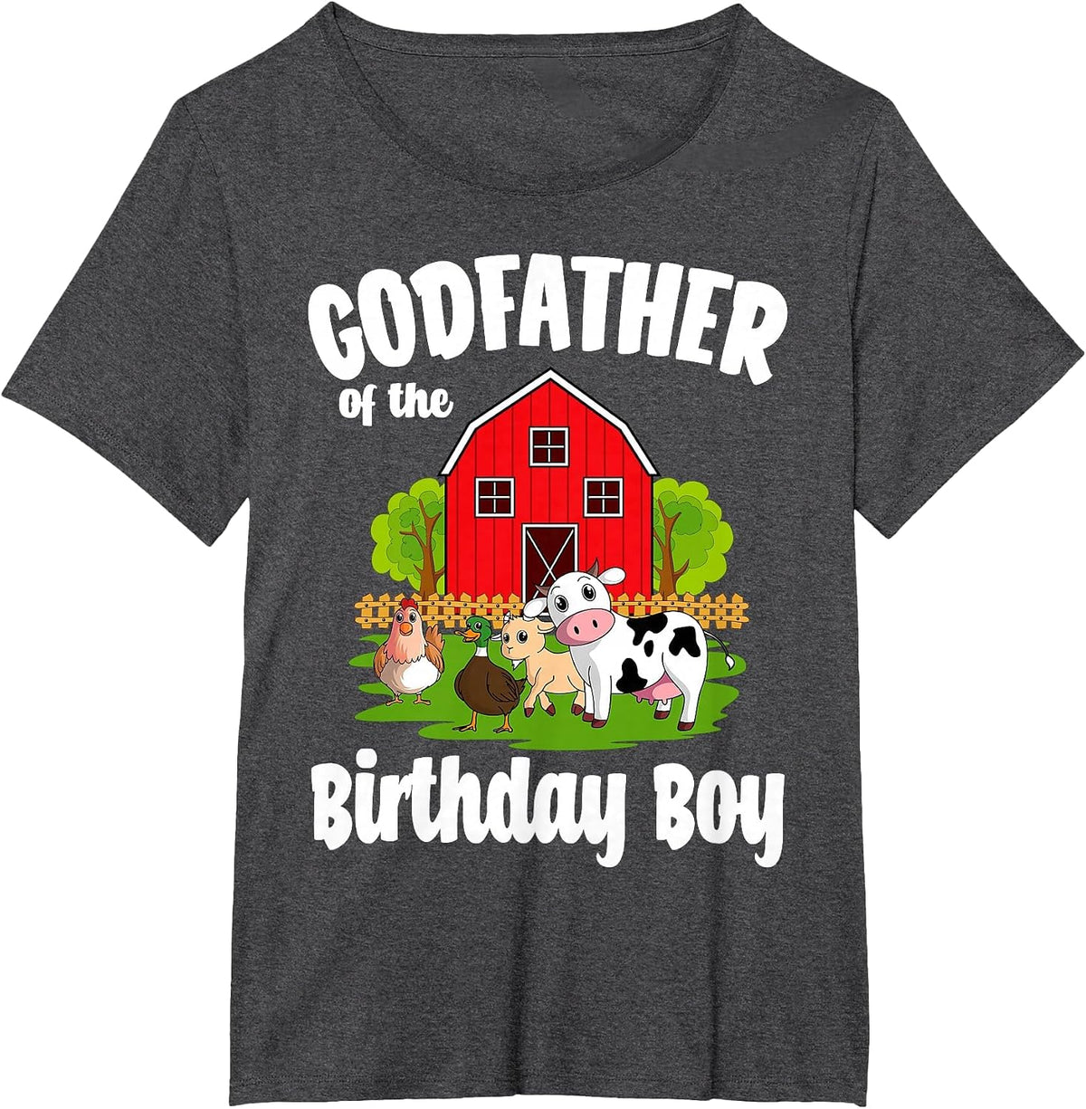 Godfather of The Birthday Boy Farm Animal Bday Party T-Shirt - Dark Heather Grey