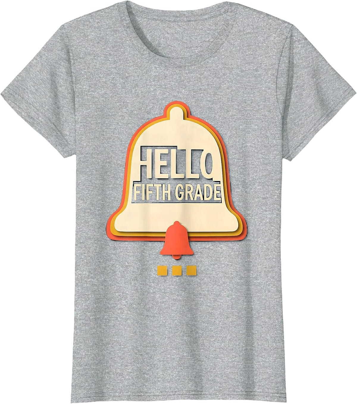 Women's Hello, Fifth Grade Retro Groovy Back To School Teacher T-Shirt - Heather Grey