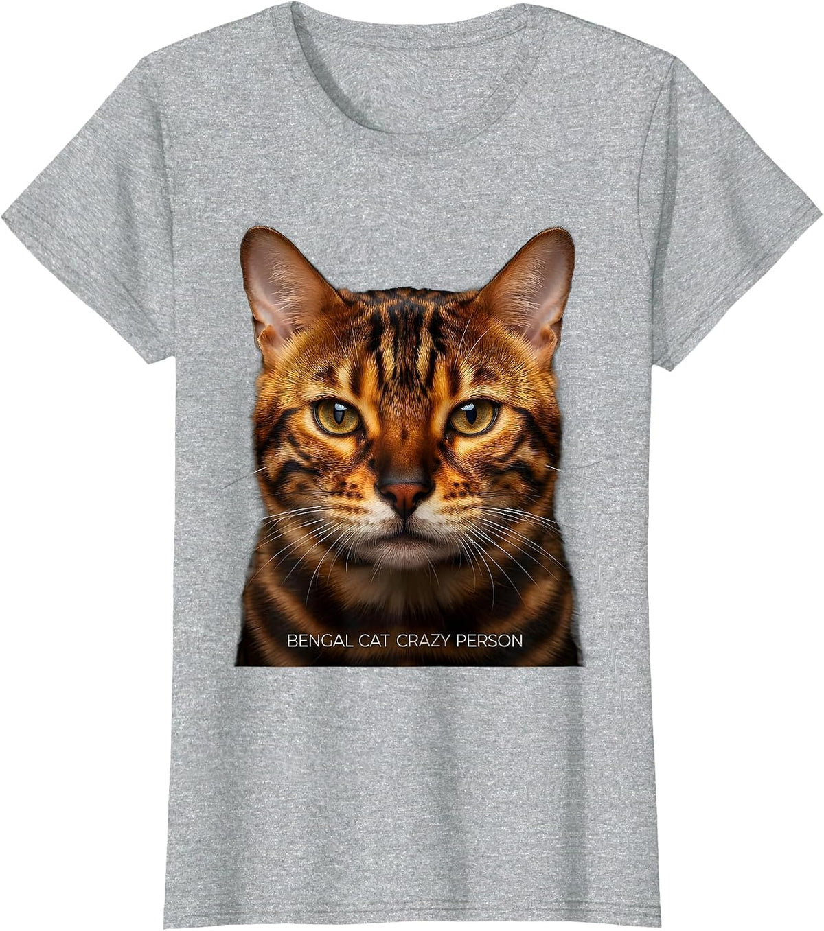 Women's Bengal Cat Crazy Person Funny Cat Lover Design T-Shirt - Heather Grey
