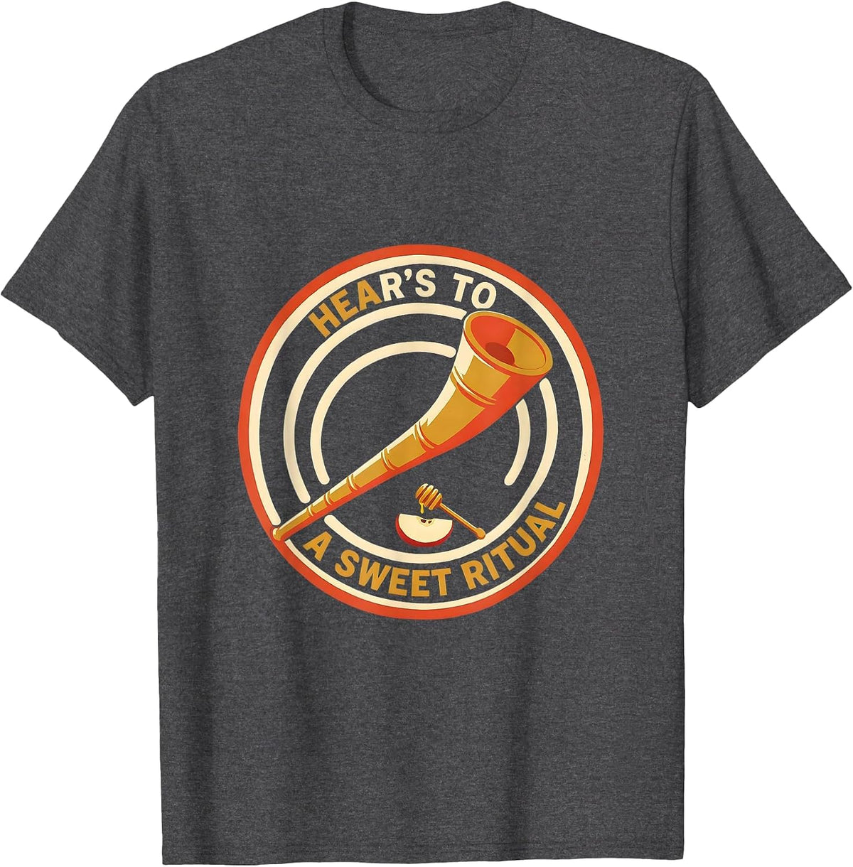 Hear's To A Sweet Ritual Funny Rosh Hashanah Jewish New Year T-Shirt - Dark Heather Grey