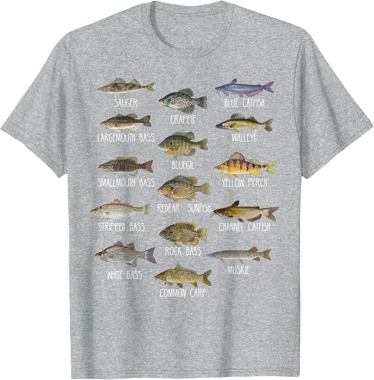 Types of Freshwater Fish Species Biology Fishing T-Shirt - Heather Grey
