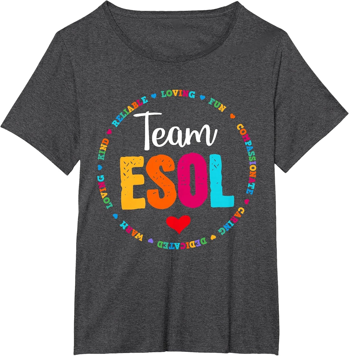 Back to School Teachers Crew Students - Team ESOL Teacher T-Shirt - Dark Heather Grey