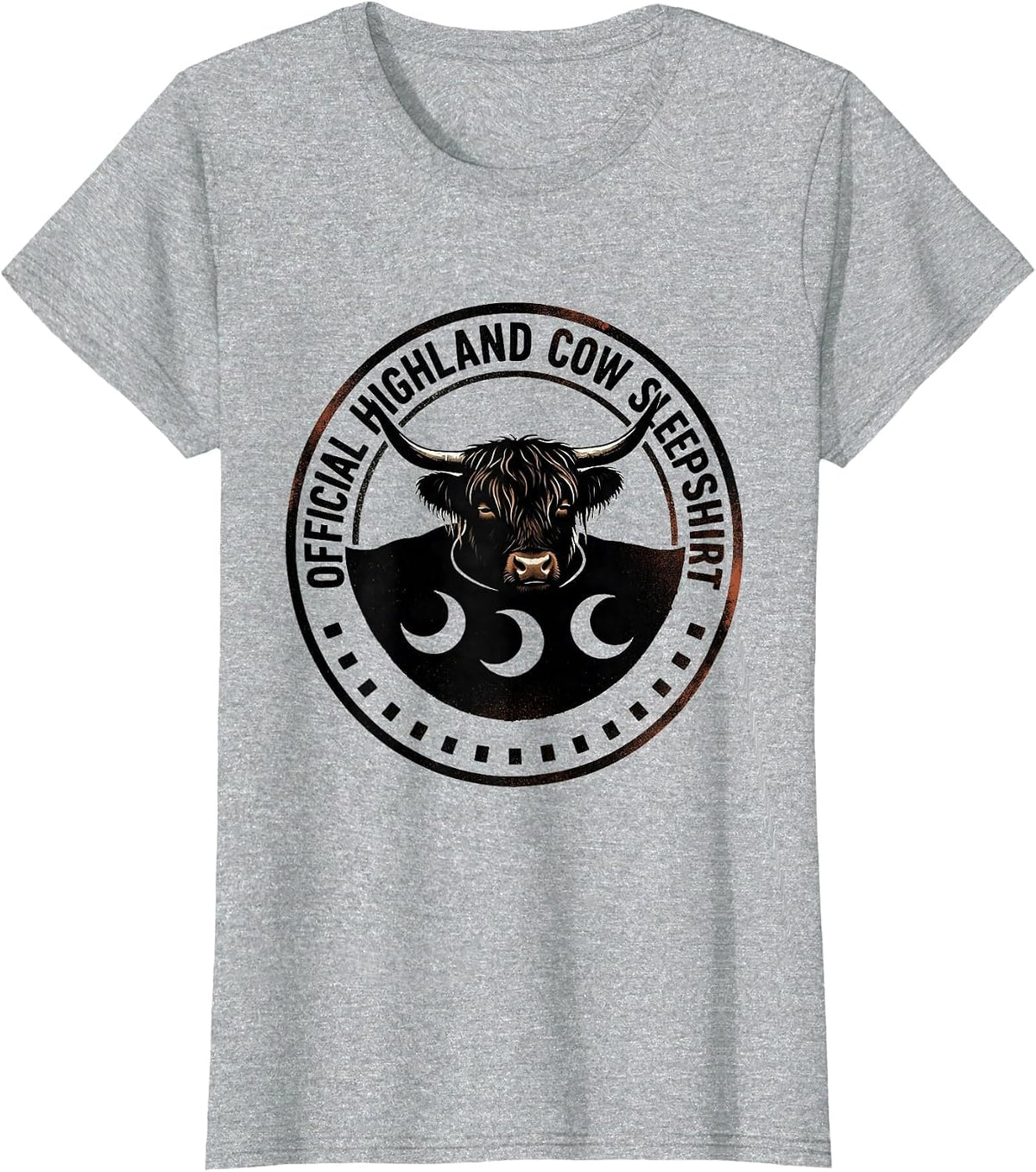 Women's Official Highland Cow Sleepshirt Funny Cozy Cute Animal T-Shirt - Heather Grey