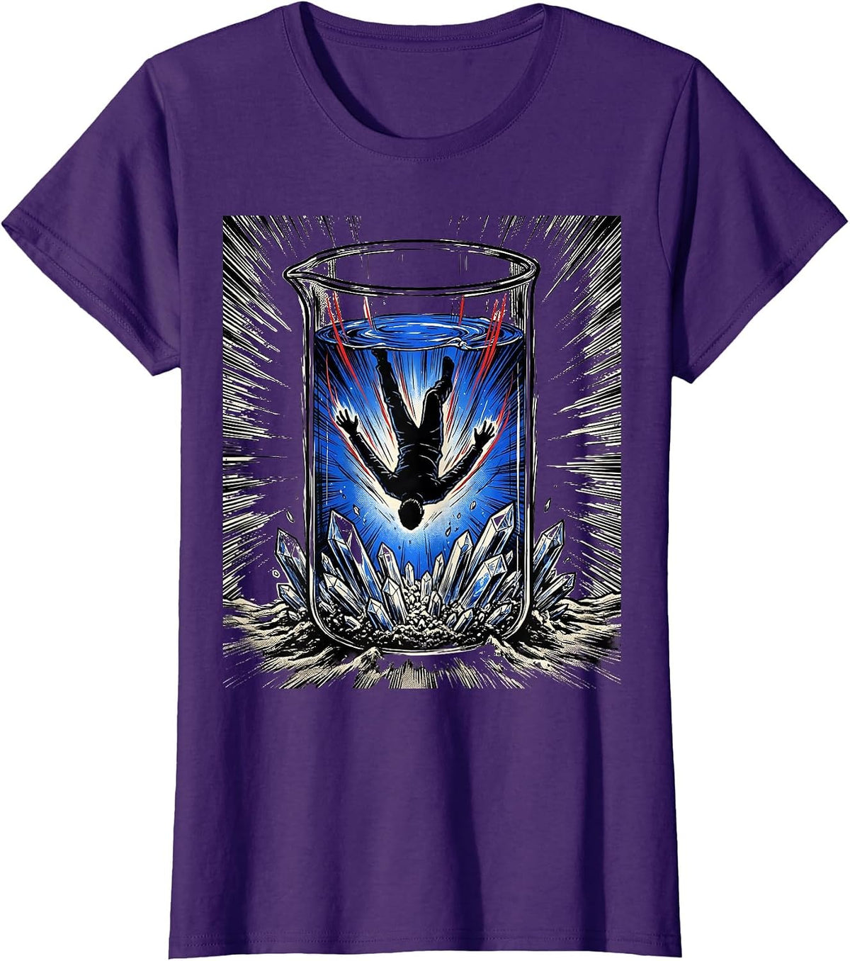 Women's Comic Lab Beaker Chemistry Nerd Humor Science Lover T-Shirt - Purple