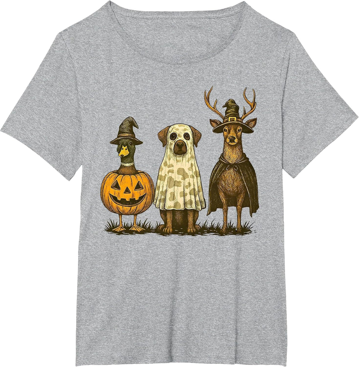 Duck Dog Deer Halloween Costume Hunting Season Men Women Kid T-Shirt - Heather Grey