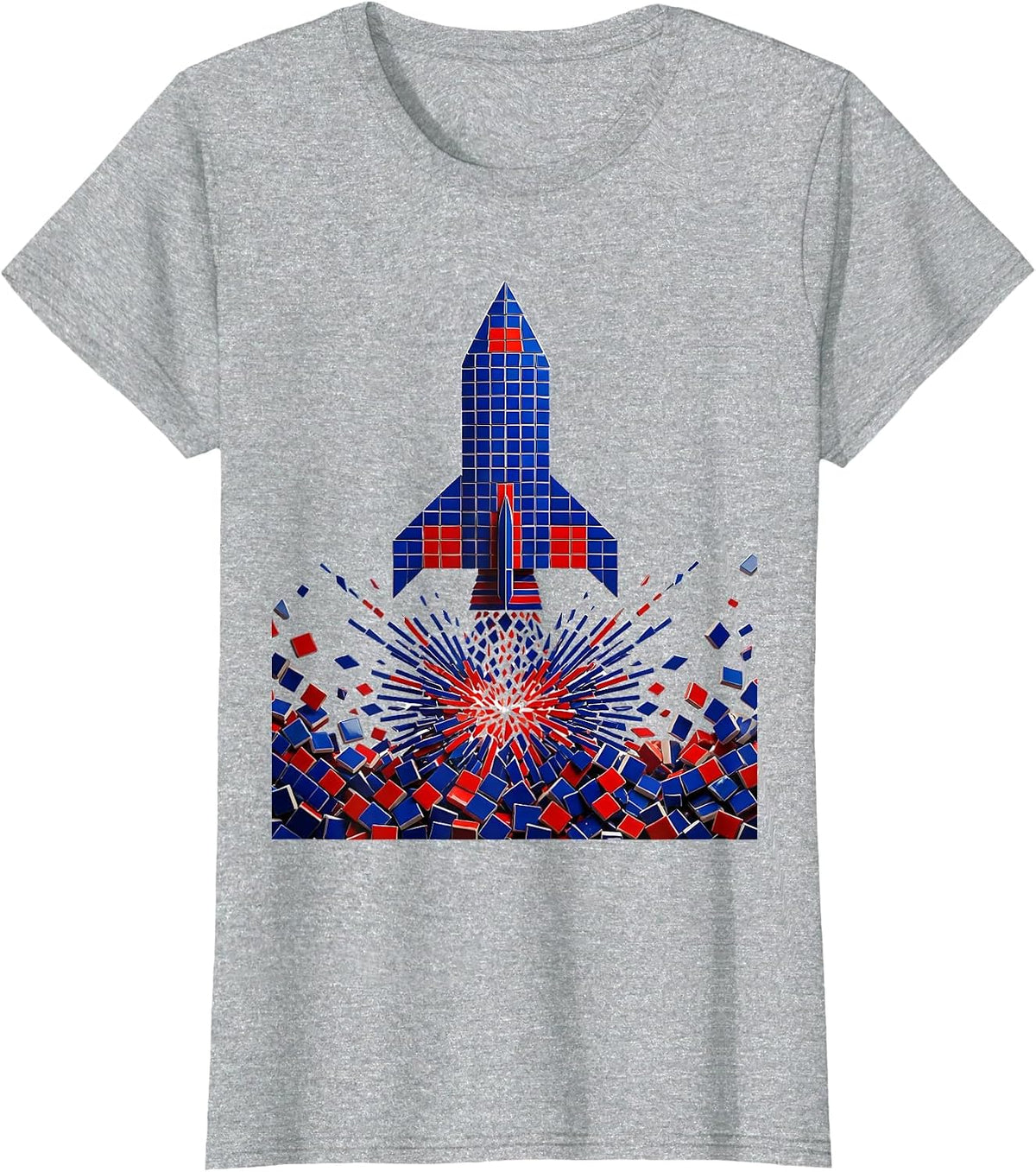 Dyslexia Awareness Scattered Letters Rocket Launch T-Shirt - Heather Grey
