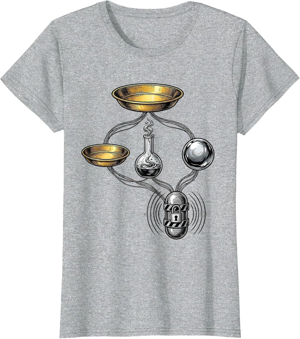 Laboratory Decision Tree Line Art Science Teacher Humor T-Shirt - Heather Grey