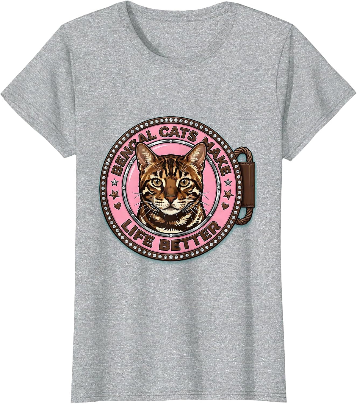 Women's Bengal Cats Make Life Better Cat Lover Design T-Shirt - Heather Grey