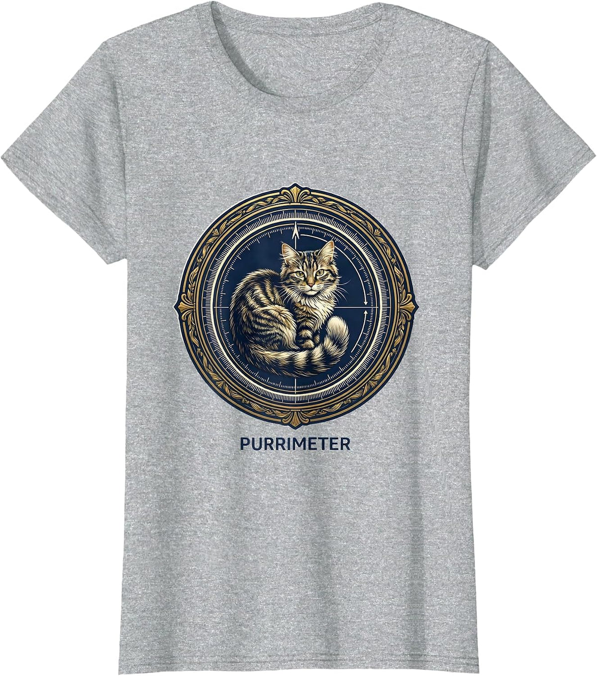 Women's Purrimeter Funny Cat Science Pun Math Teacher Student T-Shirt - Heather Grey