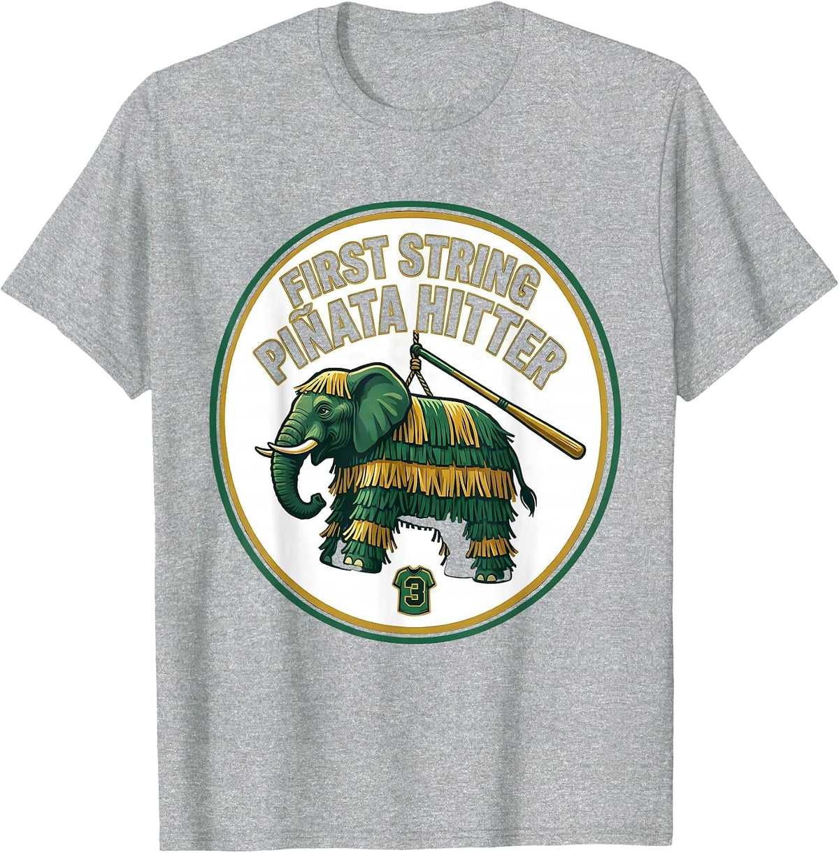 Men's First String Piñata Hitter Sports Cinco De Mayo Party T-Shirt - Heather Grey