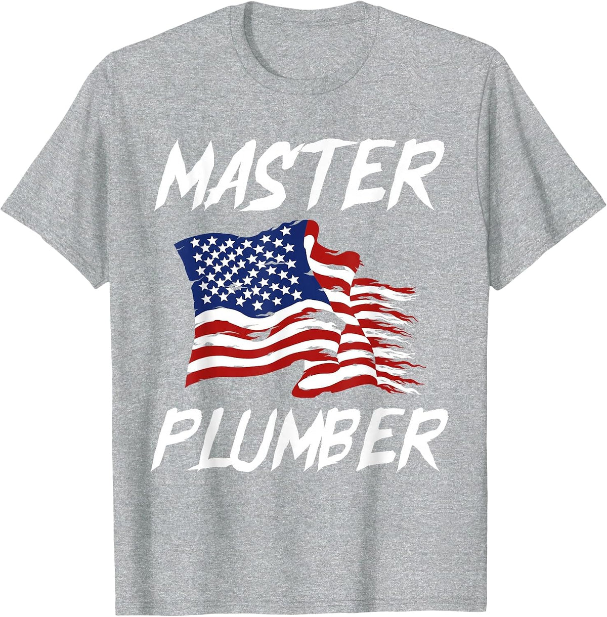 Patriotic Master Plumber US Flag Plumbing Expert T-Shirt - Heather Grey