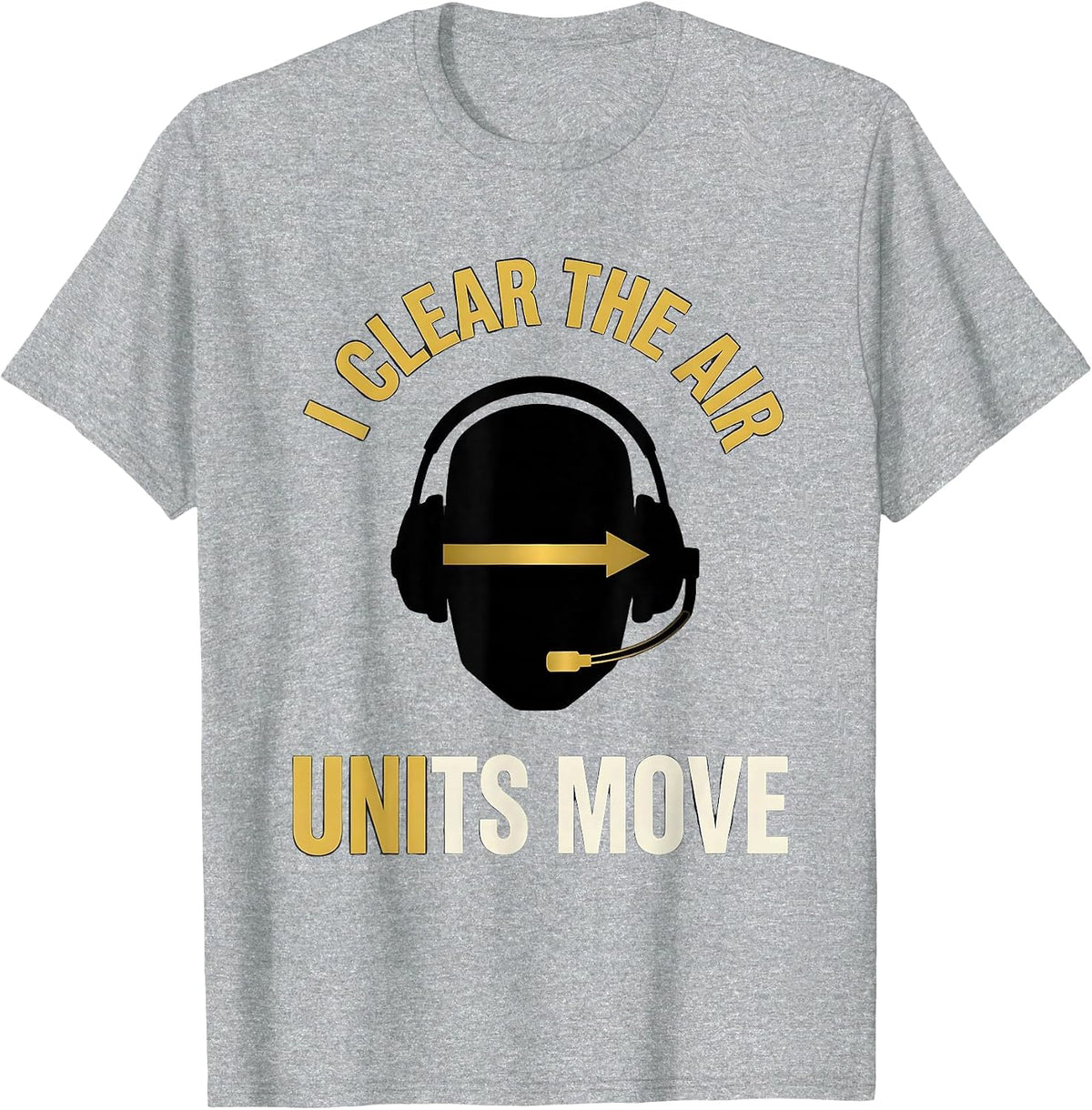 Men's I Clear The Air Units Move Thin Gold Line 911 Dispatcher T-Shirt - Heather Grey
