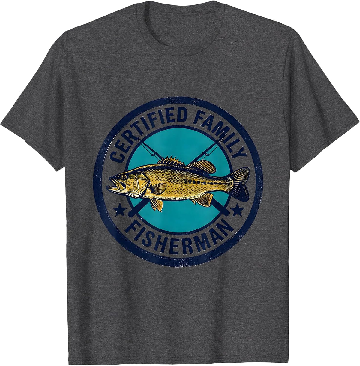 Men's Certified Family Fisherman Funny Fishing Humor Gift T-Shirt - Dark Heather Grey