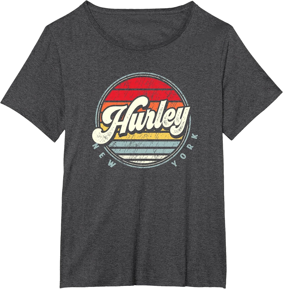Retro Hurley Home State Cool 70s Style Sunset T-Shirt - Dark Heather Grey
