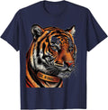 Cool In Character Bengal Tiger Screenprint Poster Animal T-Shirt - Navy Blue
