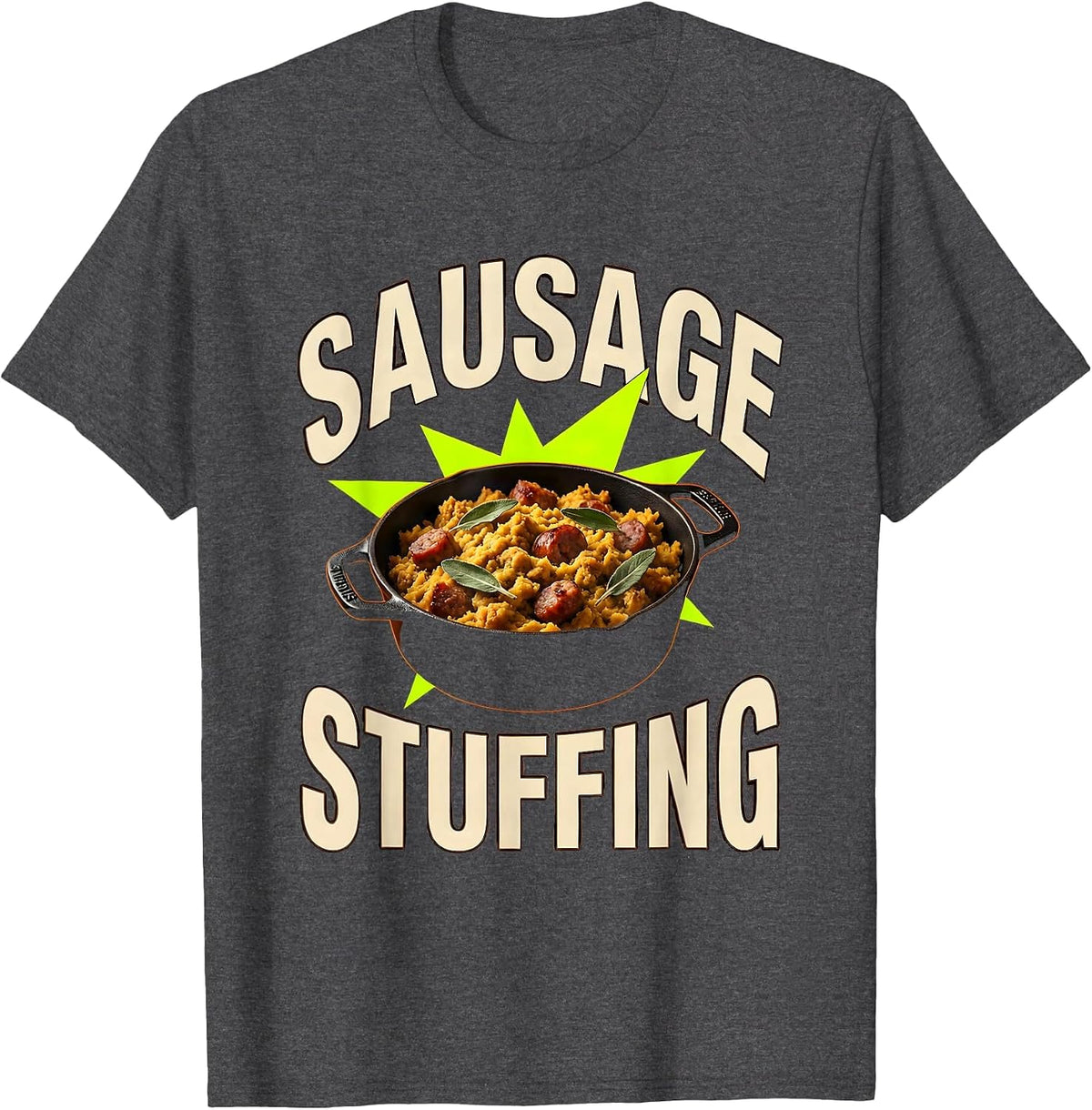 Men's Sausage Stuffing Bootleg 90's Rap Rock Vintage Funny T-Shirt - Dark Heather Grey