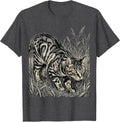 Men's Bengal Cat Stalking Through Tall Grass Illustration T-Shirt - Dark Heather Grey