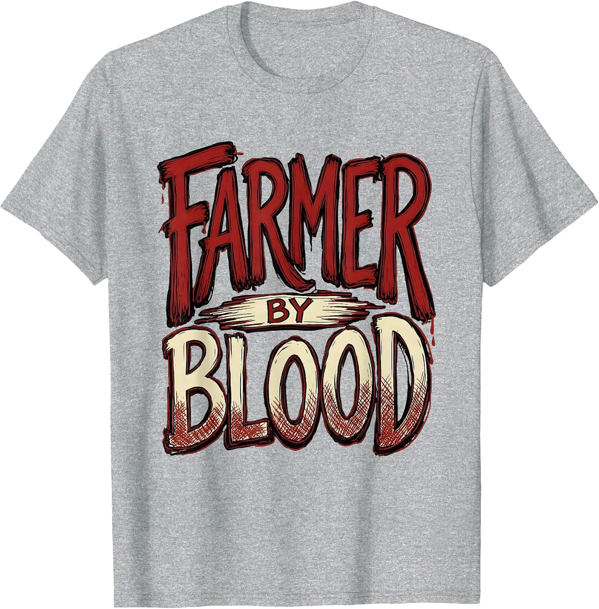 Men's Farmer By Blood Country Pride Design T-Shirt - Heather Grey